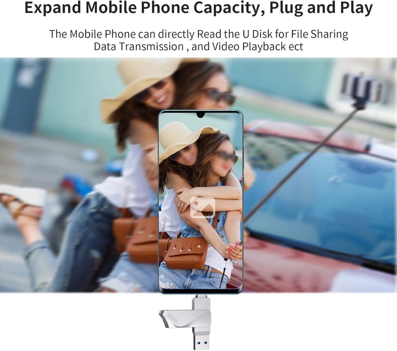 SSK 128GB USB C Flash Drive Dual Drive 2 in 1 OTG USB A 3.2 Gen 1+ Type C Memory Stick Thumb Drive, Thunderbolt Pendrive up to 200MB/s Transfer Speed Photo Stick for Android Phones/Tablets/Mac/Laptop - Image 5